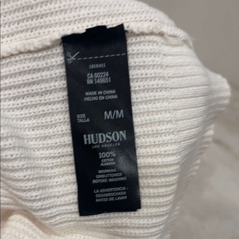 NWT. Hudson LA White Cotton Button-Up V-Neck Cardigan Sz M - Picture 7 of 10